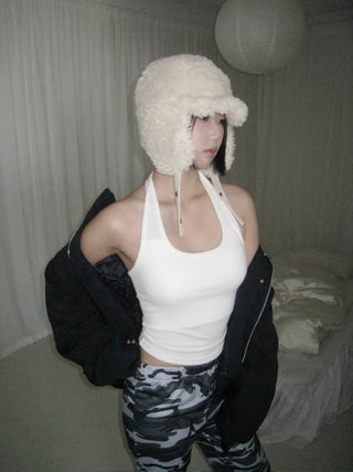 poggle boucle fur earflap reversible earmuff hat trooper hat