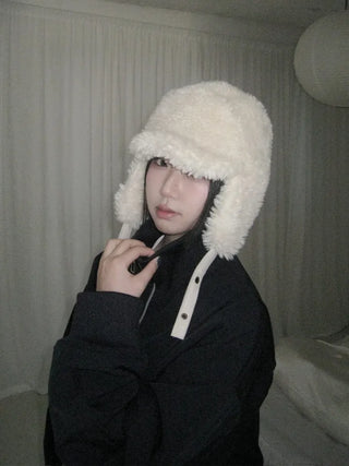 poggle boucle fur earflap reversible earmuff hat trooper hat