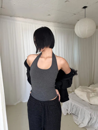 cap-built halter neck nasi 4-season bra top hip bralette tank top