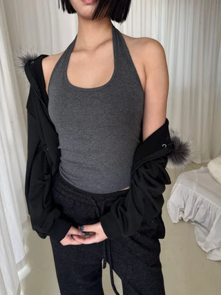 cap-built halter neck nasi 4-season bra top hip bralette tank top