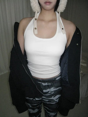 cap-built halter neck nasi 4-season bra top hip bralette tank top