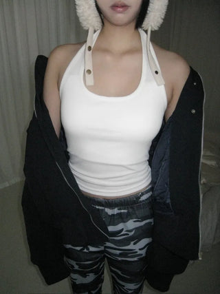 cap-built halter neck nasi 4-season bra top hip bralette tank top