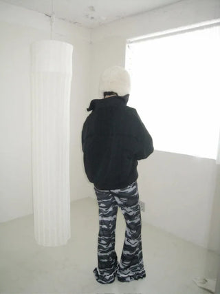 Ent High Neck Cotton Cut Shibori Overfit Zip-up Aviator Jumper Winter Bomber JK