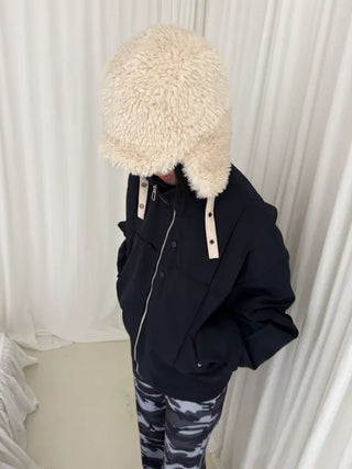 Ent High Neck Cotton Cut Shibori Overfit Zip-up Aviator Jumper Winter Bomber JK