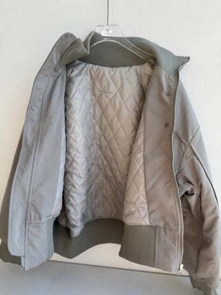 Ent High Neck Cotton Cut Shibori Overfit Zip-up Aviator Jumper Winter Bomber JK