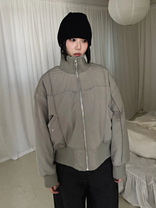 Ent High Neck Cotton Cut Shibori Overfit Zip-up Aviator Jumper Winter Bomber JK