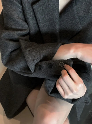 Button two-way one-button oversized wool jacket