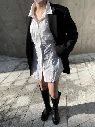 Button two-way one-button oversized wool jacket