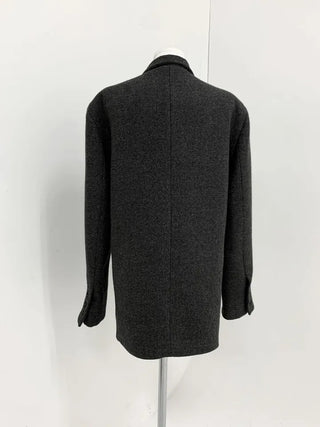 Button two-way one-button oversized wool jacket