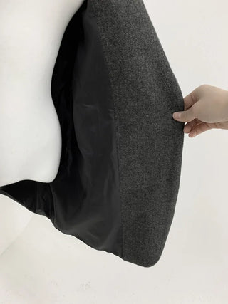 Button two-way one-button oversized wool jacket