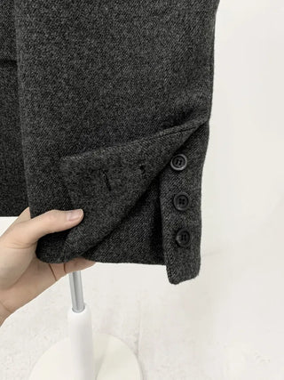 Button two-way one-button oversized wool jacket