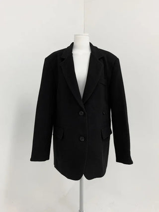 Button two-way one-button oversized wool jacket