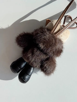 fur coat kitty doll bag keychain key ring