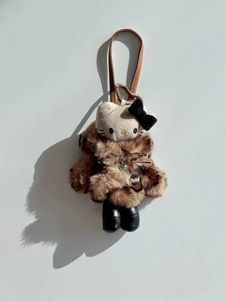 fur coat kitty doll bag keychain key ring
