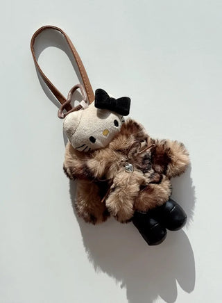 fur coat kitty doll bag keychain key ring