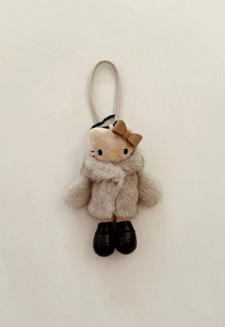 fur coat kitty doll bag keychain key ring