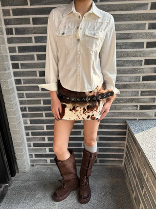 cow fur mini skirt