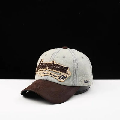 Leather Vintage Denim Ball Cap