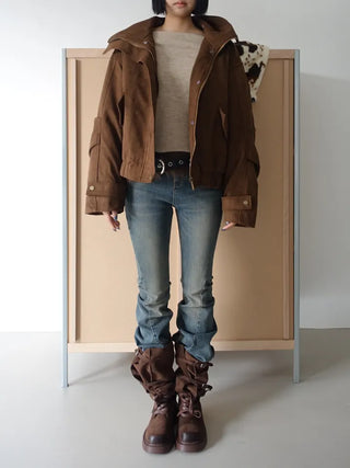 Detachable fur o Fleece lining* Fox fur trimmed Benyon faux fur mustang jacket
