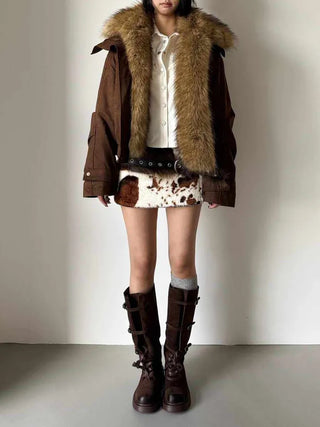 Detachable fur o Fleece lining* Fox fur trimmed Benyon faux fur mustang jacket