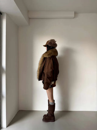 Detachable fur o Fleece lining* Fox fur trimmed Benyon faux fur mustang jacket