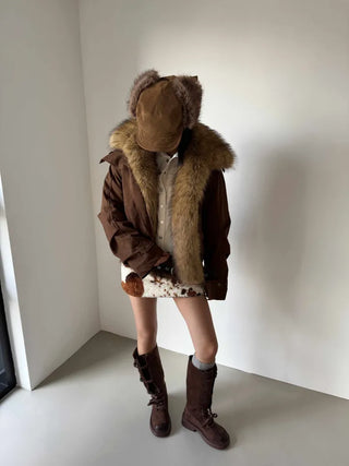 Detachable fur o Fleece lining* Fox fur trimmed Benyon faux fur mustang jacket