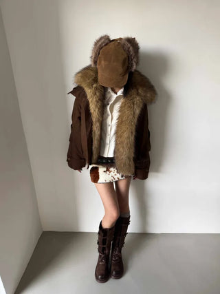 Detachable fur o Fleece lining* Fox fur trimmed Benyon faux fur mustang jacket