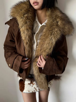 Detachable fur o Fleece lining* Fox fur trimmed Benyon faux fur mustang jacket