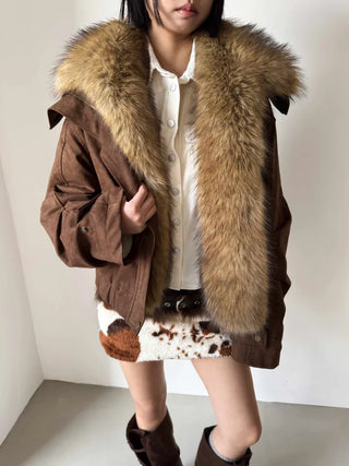 Detachable fur o Fleece lining* Fox fur trimmed Benyon faux fur mustang jacket