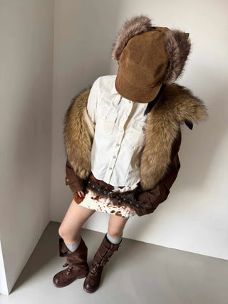 Detachable fur o Fleece lining* Fox fur trimmed Benyon faux fur mustang jacket
