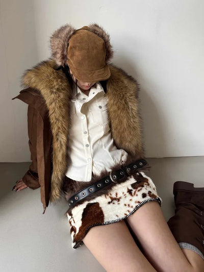 Detachable fur o Fleece lining* Fox fur trimmed Benyon faux fur mustang jacket