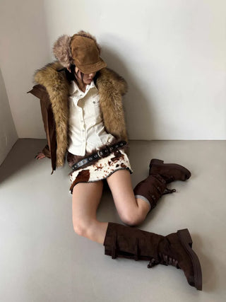 Detachable fur o Fleece lining* Fox fur trimmed Benyon faux fur mustang jacket