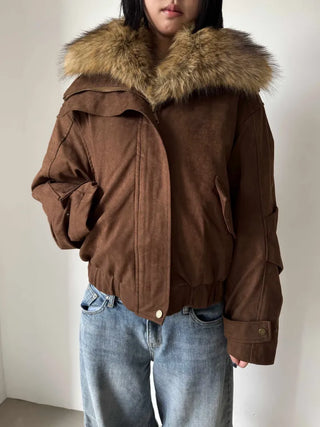 Detachable fur o Fleece lining* Fox fur trimmed Benyon faux fur mustang jacket
