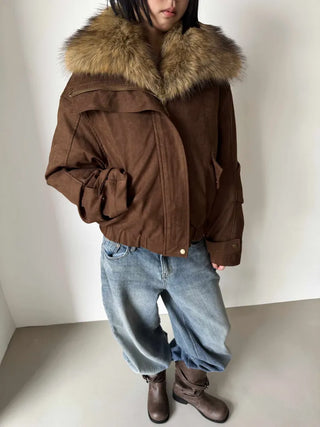 Detachable fur o Fleece lining* Fox fur trimmed Benyon faux fur mustang jacket