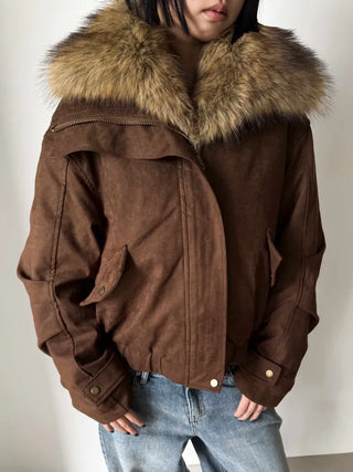 Detachable fur o Fleece lining* Fox fur trimmed Benyon faux fur mustang jacket