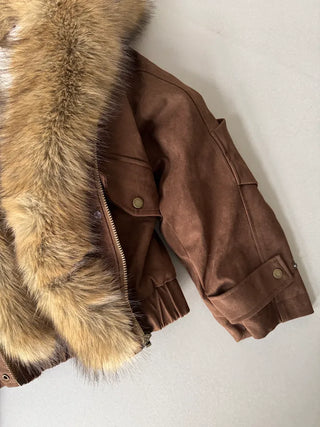 Detachable fur o Fleece lining* Fox fur trimmed Benyon faux fur mustang jacket