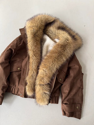 Detachable fur o Fleece lining* Fox fur trimmed Benyon faux fur mustang jacket