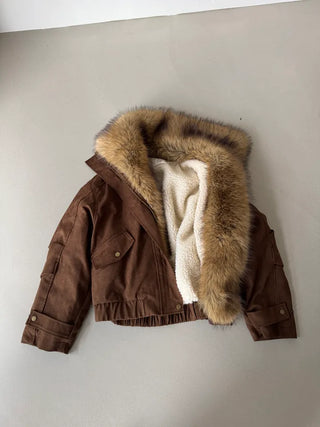 Detachable fur o Fleece lining* Fox fur trimmed Benyon faux fur mustang jacket