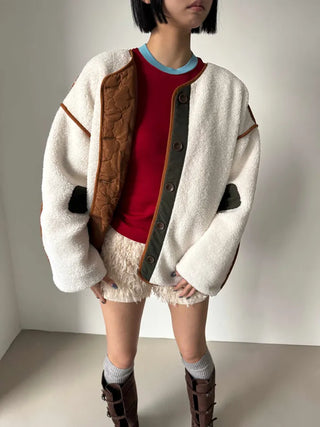 Poggle Wool Reversible Overfit Fleece Quilted Jacket