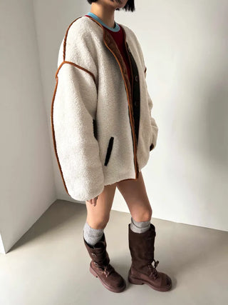 Poggle Wool Reversible Overfit Fleece Quilted Jacket