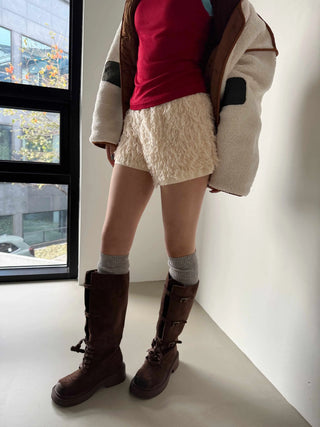 Poodle Fur Shorts Banded Shorts
