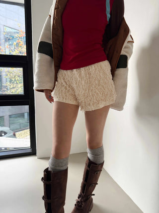 Poodle Fur Shorts Banded Shorts