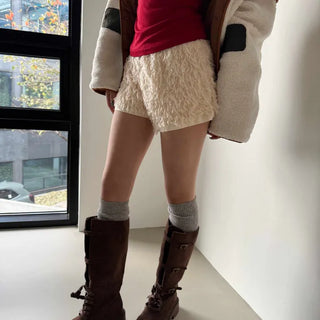 Poodle Fur Shorts Banded Shorts