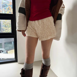 Poodle Fur Shorts Banded Shorts