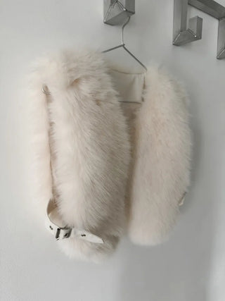 mink belt faux fur vest