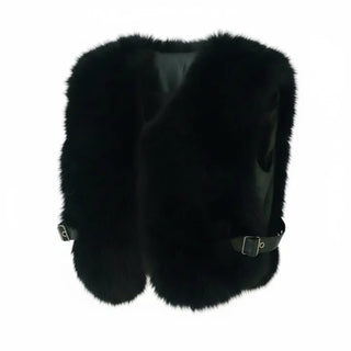 mink belt faux fur vest