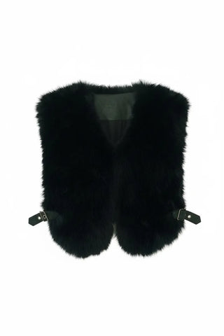 mink belt faux fur vest