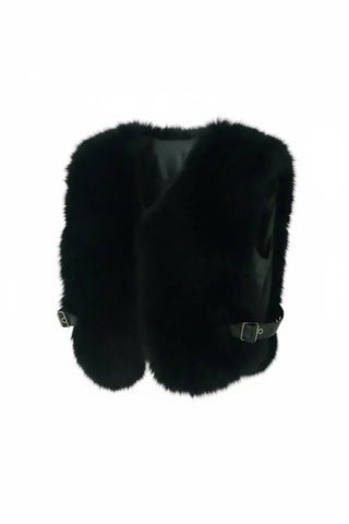 mink belt faux fur vest
