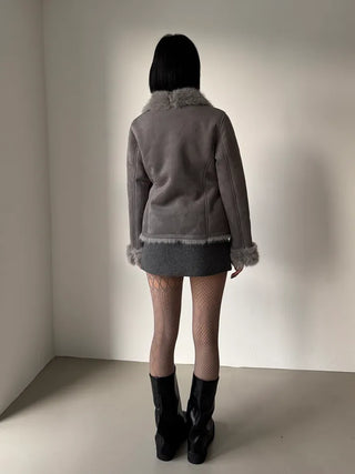 Venetian buckle trimmed fur mustang jacket