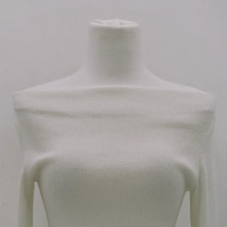 boat neck off-shoulder wrap knot long-sleeve t-shirt